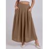 imageANRABESS Women ALine Pleated High Waist Maxi Skirt Full Ankle Length Flowy Swing Elegant Dressy Casual Work Long SkirtsKhaki