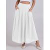 imageANRABESS Women ALine Pleated High Waist Maxi Skirt Full Ankle Length Flowy Swing Elegant Dressy Casual Work Long SkirtsWhite