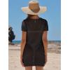 imageANRABESS Women Beach Crochet Cover Ups Summer Knit Swimwear Short Sleeve Mesh Dress 2025 Vacation Bathing Suit SwimsuitsBlack