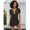 imageANRABESS Women Beach Crochet Cover Ups Summer Knit Swimwear Short Sleeve Mesh Dress 2025 Vacation Bathing Suit SwimsuitsBlack