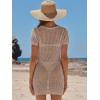 imageANRABESS Women Beach Crochet Cover Ups Summer Knit Swimwear Short Sleeve Mesh Dress 2025 Vacation Bathing Suit SwimsuitsKhaki