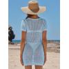 imageANRABESS Women Beach Crochet Cover Ups Summer Knit Swimwear Short Sleeve Mesh Dress 2025 Vacation Bathing Suit SwimsuitsSky