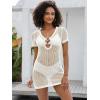 imageANRABESS Women Beach Crochet Cover Ups Summer Knit Swimwear Short Sleeve Mesh Dress 2025 Vacation Bathing Suit SwimsuitsWhite