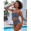 imageANRABESS Women High Waisted Bikini Sets Color Block Summer Beach Vacation 2 Piece Bathing Suit Tummy Control Ribbed SwimsuitGrey Blue