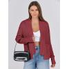 imageANRABESS Women Jackets Sweaters Long Sleeve Open Front Loose Lightweight Knit Cropped Cardigan 2025 Fall Trendy CoatsRed