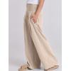 imageANRABESS Women Linen Palazzo Pants Summer Boho Wide Leg High Waist Casual Lounge Pant 2025 Beach Travel Vacation OutfitsAlmond