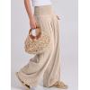 imageANRABESS Women Linen Palazzo Pants Summer Boho Wide Leg High Waist Casual Lounge Pant 2025 Beach Travel Vacation OutfitsAlmond