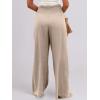 imageANRABESS Women Linen Palazzo Pants Summer Boho Wide Leg High Waist Casual Lounge Pant 2025 Beach Travel Vacation OutfitsAlmond