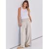 imageANRABESS Women Linen Palazzo Pants Summer Boho Wide Leg High Waist Casual Lounge Pant 2025 Beach Travel Vacation OutfitsApricot