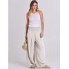imageANRABESS Women Linen Palazzo Pants Summer Boho Wide Leg High Waist Casual Lounge Pant 2025 Beach Travel Vacation OutfitsApricot
