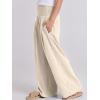 imageANRABESS Women Linen Palazzo Pants Summer Boho Wide Leg High Waist Casual Lounge Pant 2025 Beach Travel Vacation OutfitsBeige