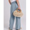 imageANRABESS Women Linen Palazzo Pants Summer Boho Wide Leg High Waist Casual Lounge Pant 2025 Beach Travel Vacation OutfitsBlue