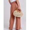 imageANRABESS Women Linen Palazzo Pants Summer Boho Wide Leg High Waist Casual Lounge Pant 2025 Beach Travel Vacation OutfitsBrick Red
