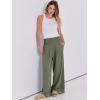 imageANRABESS Women Linen Palazzo Pants Summer Boho Wide Leg High Waist Casual Lounge Pant 2025 Beach Travel Vacation OutfitsOlive