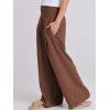 imageANRABESS Women Linen Palazzo Pants Summer Boho Wide Leg High Waist Casual Lounge Pant 2025 Beach Travel Vacation OutfitsRed Brown