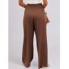 imageANRABESS Women Linen Palazzo Pants Summer Boho Wide Leg High Waist Casual Lounge Pant 2025 Beach Travel Vacation OutfitsRed Brown