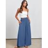 imageANRABESS Women Palazzo Pants Summer Boho Bagyy Wide Leg High Smocked Waist Casual Loose Lounge Pant with PocketBlue
