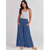 imageANRABESS Women Palazzo Pants Summer Boho Bagyy Wide Leg High Smocked Waist Casual Loose Lounge Pant with PocketBlue
