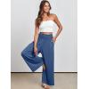 imageANRABESS Women Palazzo Pants Summer Boho Bagyy Wide Leg High Smocked Waist Casual Loose Lounge Pant with PocketBlue