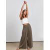 imageANRABESS Women Palazzo Pants Summer Boho Bagyy Wide Leg High Smocked Waist Casual Loose Lounge Pant with PocketCoffee
