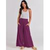 imageANRABESS Women Palazzo Pants Summer Boho Bagyy Wide Leg High Smocked Waist Casual Loose Lounge Pant with PocketDark Purple