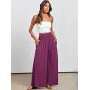 imageANRABESS Women Palazzo Pants Summer Boho Bagyy Wide Leg High Smocked Waist Casual Loose Lounge Pant with PocketDark Purple