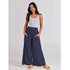 imageANRABESS Women Palazzo Pants Summer Boho Bagyy Wide Leg High Smocked Waist Casual Loose Lounge Pant with PocketDeep Blue