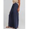 imageANRABESS Women Palazzo Pants Summer Boho Bagyy Wide Leg High Smocked Waist Casual Loose Lounge Pant with PocketDeep Blue