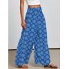 imageANRABESS Women Palazzo Pants Summer Boho Bagyy Wide Leg High Smocked Waist Casual Loose Lounge Pant with PocketFloral Blue