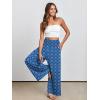 imageANRABESS Women Palazzo Pants Summer Boho Bagyy Wide Leg High Smocked Waist Casual Loose Lounge Pant with PocketFloral Blue