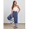 imageANRABESS Women Palazzo Pants Summer Boho Bagyy Wide Leg High Smocked Waist Casual Loose Lounge Pant with PocketFloral Blue Diamond