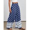 imageANRABESS Women Palazzo Pants Summer Boho Bagyy Wide Leg High Smocked Waist Casual Loose Lounge Pant with PocketFloral Blue Diamond