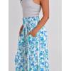 imageANRABESS Women Palazzo Pants Summer Boho Bagyy Wide Leg High Smocked Waist Casual Loose Lounge Pant with PocketFloral Lake Blue