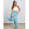 imageANRABESS Women Palazzo Pants Summer Boho Bagyy Wide Leg High Smocked Waist Casual Loose Lounge Pant with PocketFloral Lake Blue
