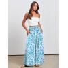 imageANRABESS Women Palazzo Pants Summer Boho Bagyy Wide Leg High Smocked Waist Casual Loose Lounge Pant with PocketFloral Lake Blue