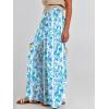 imageANRABESS Women Palazzo Pants Summer Boho Bagyy Wide Leg High Smocked Waist Casual Loose Lounge Pant with PocketFloral Lake Blue