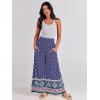 imageANRABESS Women Palazzo Pants Summer Boho Bagyy Wide Leg High Smocked Waist Casual Loose Lounge Pant with PocketFloral Pink Blue