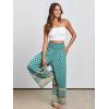 imageANRABESS Women Palazzo Pants Summer Boho Bagyy Wide Leg High Smocked Waist Casual Loose Lounge Pant with PocketFloral Teal Spades