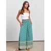 imageANRABESS Women Palazzo Pants Summer Boho Bagyy Wide Leg High Smocked Waist Casual Loose Lounge Pant with PocketFloral Teal Spades
