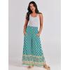 imageANRABESS Women Palazzo Pants Summer Boho Bagyy Wide Leg High Smocked Waist Casual Loose Lounge Pant with PocketFloral Teal Spades