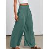 imageANRABESS Women Palazzo Pants Summer Boho Bagyy Wide Leg High Smocked Waist Casual Loose Lounge Pant with PocketGrass