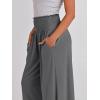 imageANRABESS Women Palazzo Pants Summer Boho Bagyy Wide Leg High Smocked Waist Casual Loose Lounge Pant with PocketGrey