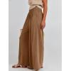 imageANRABESS Women Palazzo Pants Summer Boho Bagyy Wide Leg High Smocked Waist Casual Loose Lounge Pant with PocketKhaki