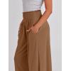 imageANRABESS Women Palazzo Pants Summer Boho Bagyy Wide Leg High Smocked Waist Casual Loose Lounge Pant with PocketKhaki