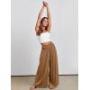 imageANRABESS Women Palazzo Pants Summer Boho Bagyy Wide Leg High Smocked Waist Casual Loose Lounge Pant with PocketKhaki