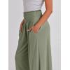 imageANRABESS Women Palazzo Pants Summer Boho Bagyy Wide Leg High Smocked Waist Casual Loose Lounge Pant with PocketOlive