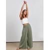 imageANRABESS Women Palazzo Pants Summer Boho Bagyy Wide Leg High Smocked Waist Casual Loose Lounge Pant with PocketOlive