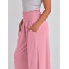 imageANRABESS Women Palazzo Pants Summer Boho Bagyy Wide Leg High Smocked Waist Casual Loose Lounge Pant with PocketPink