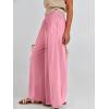 imageANRABESS Women Palazzo Pants Summer Boho Bagyy Wide Leg High Smocked Waist Casual Loose Lounge Pant with PocketPink