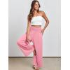 imageANRABESS Women Palazzo Pants Summer Boho Bagyy Wide Leg High Smocked Waist Casual Loose Lounge Pant with PocketPink